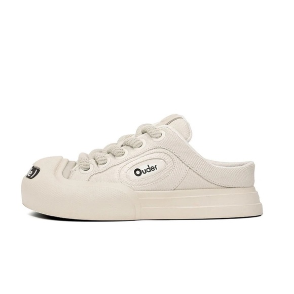 Ouder Smile Jadestone Canvas Chunky Rubber Toe White Shoes Rope Laces 6 - Picture 2 of 5